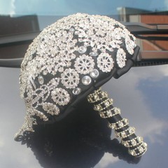 Sparkly Crystal Rhinestones Wedding Bridal Bouquet Brooch Bride Hand Flower 18cm