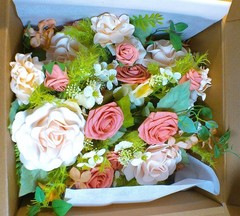 Ling’s moment Artificial Flowers Pink Bridesmaid Bouquet Set of 4 w/Lace Ribbons
