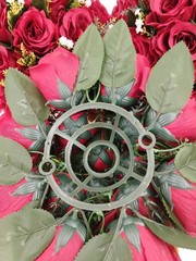 Artificial Red Rose Kissing Ball Bouquets Set of 5 Wedding Centerpieces Silk