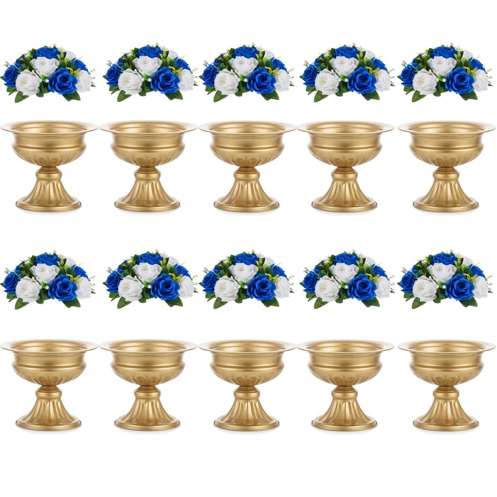 NUPTIO 10 Pcs Wedding Vase & 10 Pcs Artificial Flowers Set for Wedding Center…