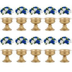 NUPTIO 10 Pcs Wedding Vase & 10 Pcs Artificial Flowers Set for Wedding Center…