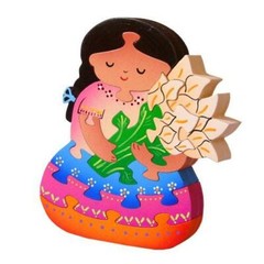 Wood Puzzles – Hand Made By Our Craftsman with None Toxic Paint – Lady with Call