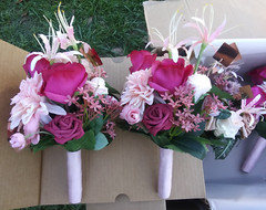 Ling’s Moment Artificial Flowers Hot Pink Bridesmaid Bouquet – Set of 4
