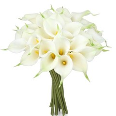 24 Pcs Artificial Flowers Fake Calla Lily Silk Flower Real Touch for White