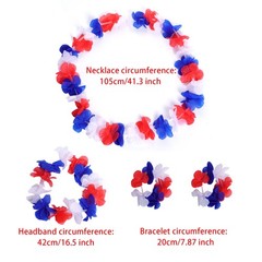 SUMERSHA 5 Set 20pcs Red White and Blue Flower Leis Patriotic 4th of July Decora