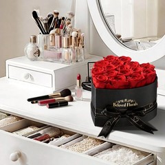 Auoasl 16 Preserved Flowers Rose in a Box, Gifts for 16 Roses, Passionate Red