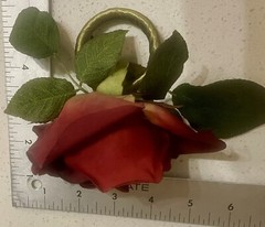 7 Burgundy Red Napkin Candle Rings Silk Roses Wedding Party Flowers Centerpiece