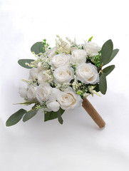 Ivory Bridesmaid Bouquet Set of 6, White Wedding Bouquets for Bridesmaids, 8.5 I
