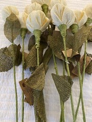 9 WT Collection Burlap Ivory White Flower Stems Wedding NWT Tulip Roses Gorgeous
