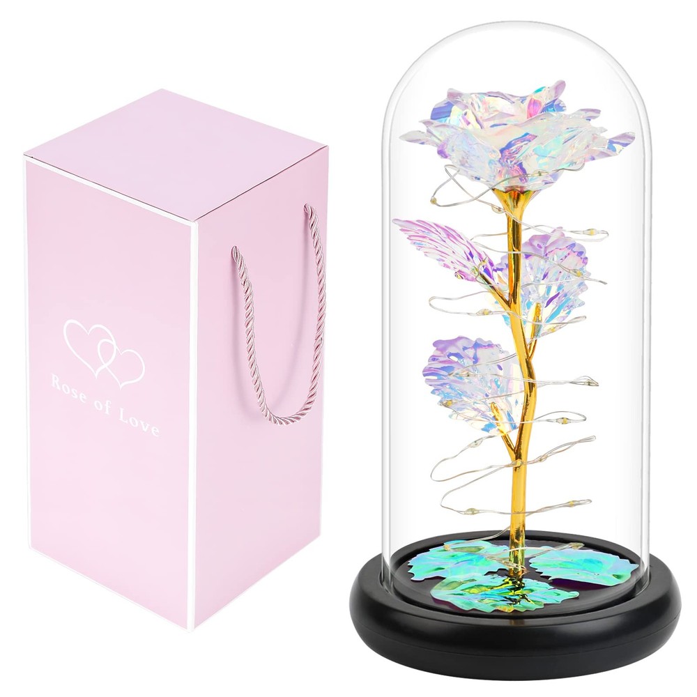 AUGOLA Forever Flower for Her Mother’s Day Galaxy Rose, 10 Tall, Rainbow