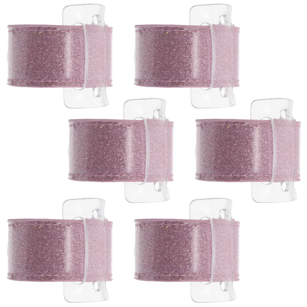 6Pcs Pink Wedding Party Bracelets Slap Style Floral Corsage Wristbands