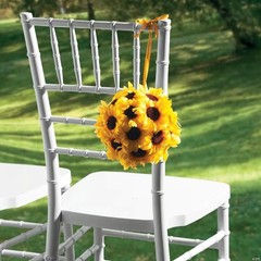 Bright Artificial Yellow Sunflower Fall Floral Hanging Kissing Ball 7″Dia #588