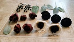 16PC Reusable Burgundy Black Wedding Cake Flower Set Sola Wood Anemone Decor