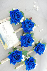 1 pc Ivory Rose Men Boutonniere for Wedding Groom Groomsmen Artificial Flowers B