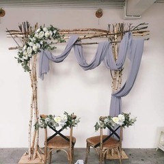 Wedding Arch Flowers Set – 3Pcs White Rose Floral Swags & Eucalyptus Greenery fo