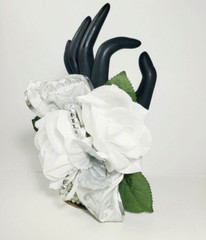 Prom Wrist Corsage & Boutonniere Artificial White Silver Diamond