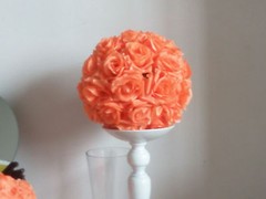 Orange Rose Flower Ball Wedding decoratin Ball Kissing Ball 10 inches