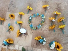 Wedding flowers bridal bouquets decoration sunflowers lavender teals