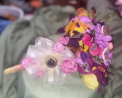 Handmade Purple Antique Brooch Artificial Flower Butterfly Wedding Bouquet