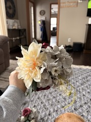 11 Center Piece Flowers, Burgundy, Gray, Champagne, Variety If Flowers W/ Stems