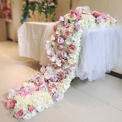 12ft Beach Wedding Floral Garland runner with roses, hydrangea & orchid flowers