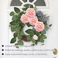 25pcs Realistic Pink Foam Roses with Imitation Flower Pure Color Series-pink