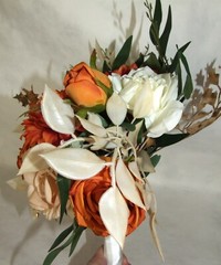 RinLong Fall Wedding Bouquet – About 16″ Tall – Marriage Artificial Flowers