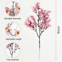 6Pcs Fake Flowers Baby’s Breath Silk, Real Touch Artificial Flowers 6pcs Pink