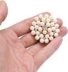 Elegant Rose Gold Rhinestone & Pearl Brooch Set for Bridal & Crafts