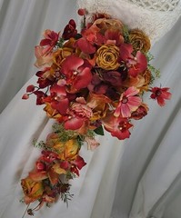 Silk Orchid and Rose Cascade Wedding Bouquet