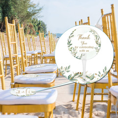 100 Pcs Wedding Hand Fans for Guests Bulk Greenery Wedding Favor Fans with Handl