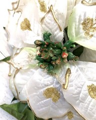 White Poinsettias Faux Florals Flower Christmas Winter Bouquet x2