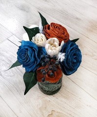 Burnt Orange Wedding Centerpieces for Jars Navy Blue Sola Wood Flower Bouquets