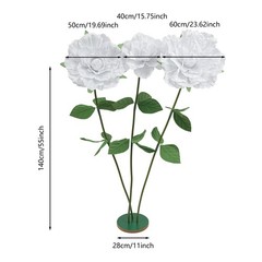 White Giant Artificial Flowers, Giant Rose, Artificial Flowers with Base Durable