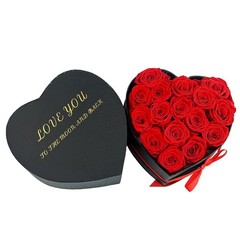 Qutawua Preserved Roses Heart Shape Box Valentines Day Gifts 16 Roses, Red