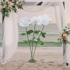 White Giant Artificial Flowers, Giant Rose, Artificial Flowers with Base Durable