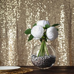 WHITE 10″ Silk Artificial Peony Flowers Bouquet Arrangement Wedding Centerpieces