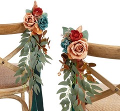 Ling’s moment 8pcs Wedding Artificial Aisle Pew Flowers Chair Decorations