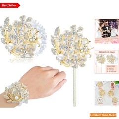 Vintage Style Rhinestone Wrist Corsage & Boutonniere for All Special Occasions