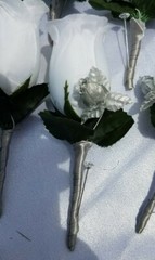 23 Pc Black, Silver & White Wedding Bouquet Set, Package w/ Silver & Rhinestones