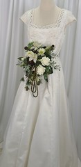 Petite Whites and Pine Faux Silk Cascade Wedding Bouquet