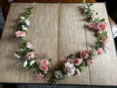 Pink And White Silk Flower Garland 7ft