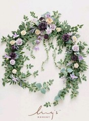 Ling’s moment 9FT Eucalyptus and Willow Leaf Garland with White Flower,…