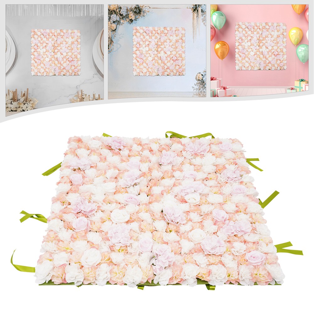 Artificial Flower Wall Panel Silk Rose Wall Mat Backdrop Wedding Holiday Decor