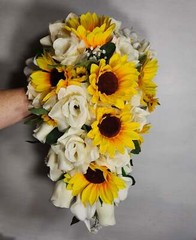 Ivory Rose Sunflower Bridal Wedding Bouquet Accessories