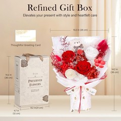 Preserved Flowers Bouquet with Bear, 3 Real Forever for Delivery, Red