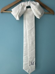 13 Large Wedding Pew Bows Long Tails Church Chair M Initial Embroidered Blue