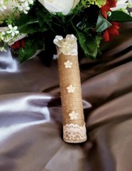 Red Chrysanthemum and White Roses Bride Bouquet and Groom boutonnière Set