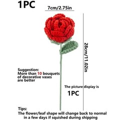 Handmade Crochet Rose Artificial Flower 1/3PCS Wedding Bridal Bouquet Decor