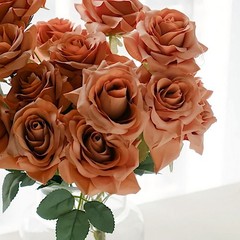 TERRACOTTA 2 Bushes 17″ Silk Roses Artificial FLOWERS Bouquets Party Decorations